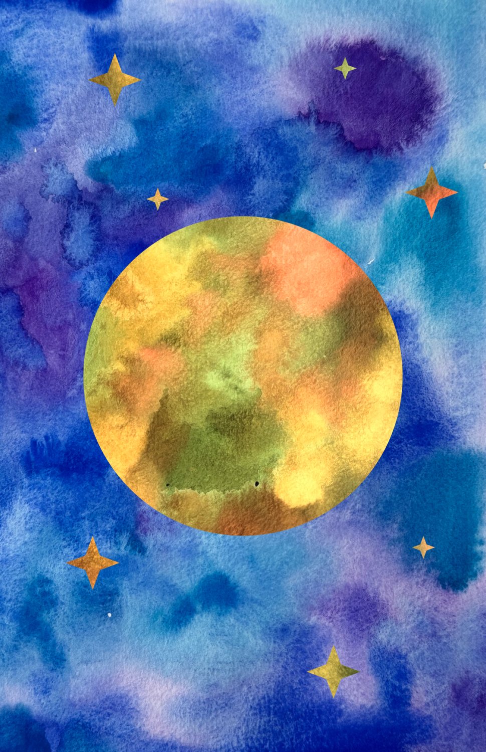 Watercolour moon by Chiara Linzenmeier