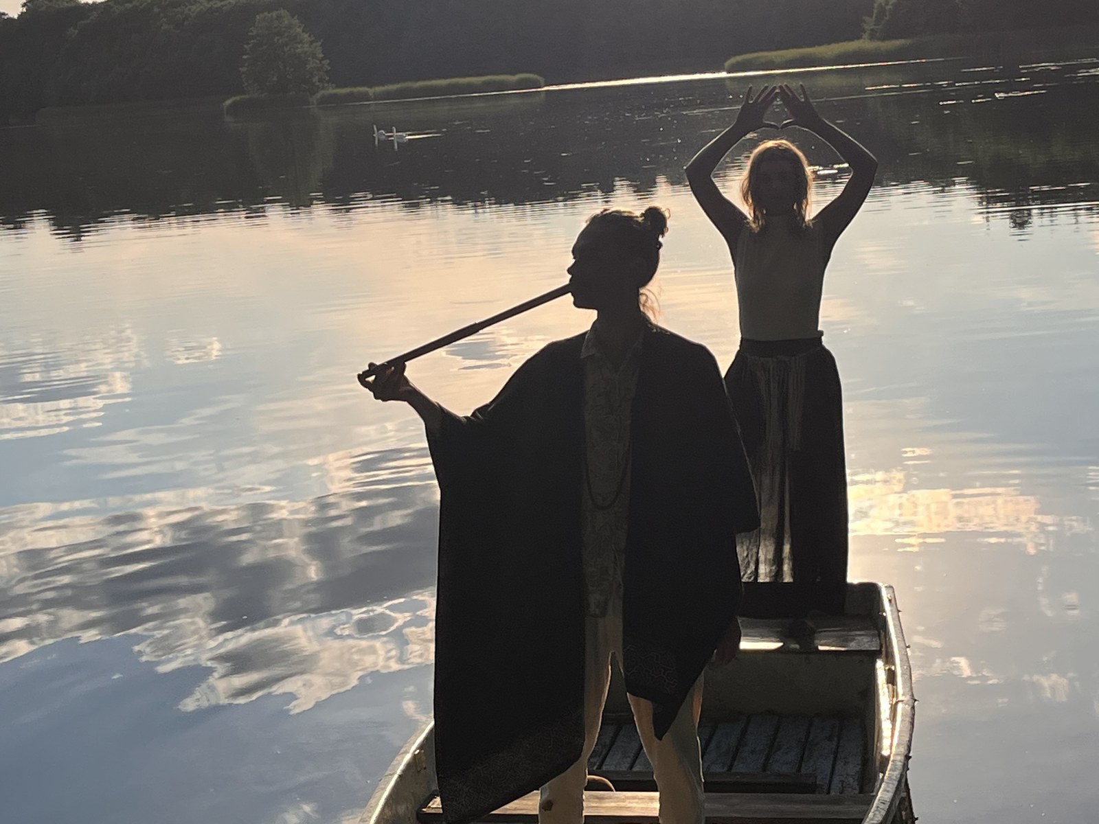 Vova and Miri in a boat on the lake in Dagow